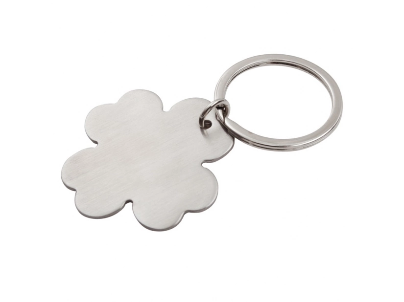 Srebrny brelok metalowy 4-leaf clover z grawerem logo