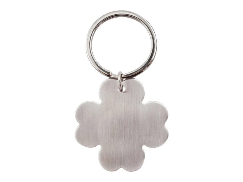Srebrny brelok metalowy 4-leaf clover z grawerem logo