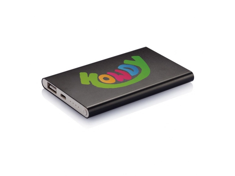Czarny metalowy powerbank 4000 mAh z grawerem logo