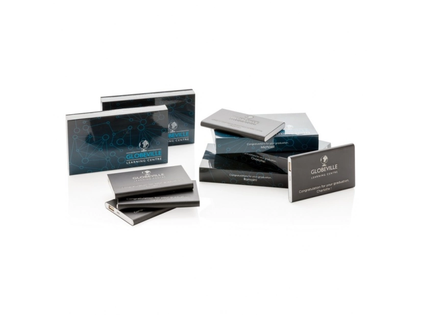 Czarny metalowy powerbank 4000 mAh z grawerem logo