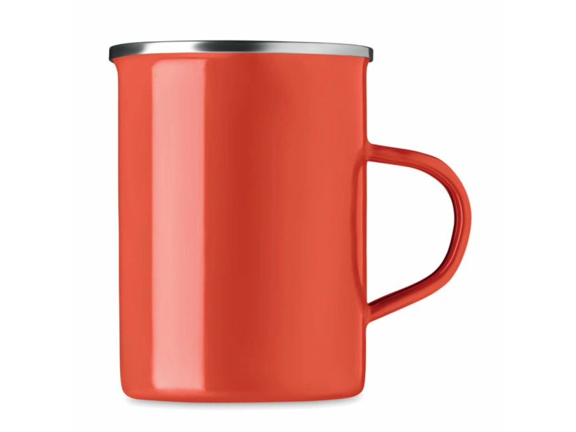 Metalowy emaliowany kubek Silver, czerwony