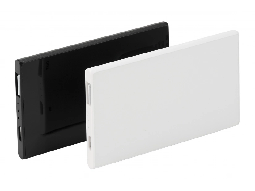 Power bank 2200 mAh czarny z logo – smukły, biznesowy gadżet