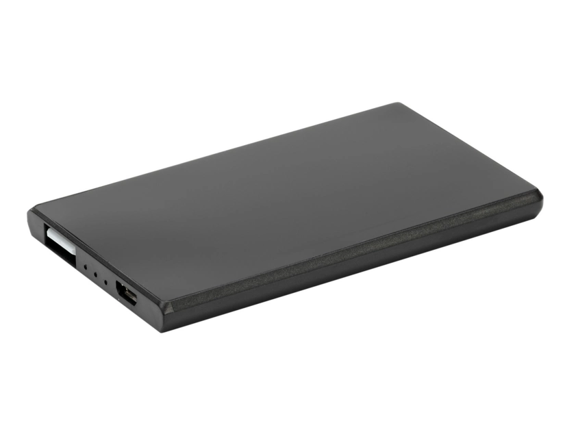 Power bank 2200 mAh czarny z logo – smukły, biznesowy gadżet