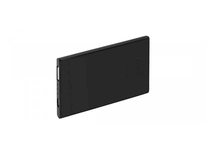 Power bank 2200 mAh czarny z logo – smukły, biznesowy gadżet