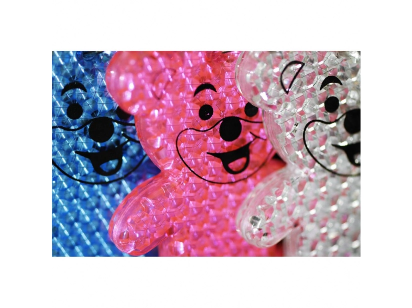 Czerwony brelok odblaskowy miś Teddy z logo dla firm