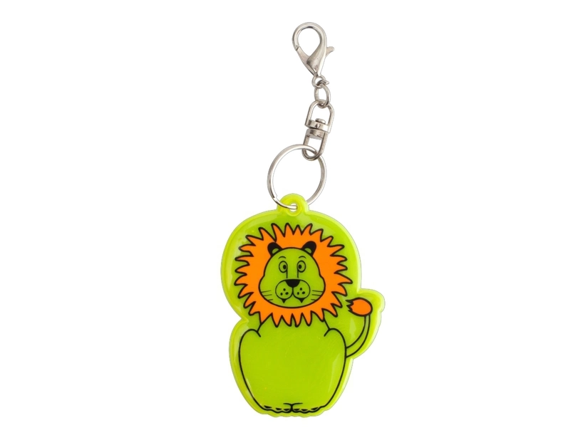 Brelok odblaskowy Leo żółty z logo firmy – miękki plastik