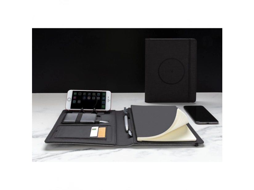 Teczka A5 z power bankiem bezprzewodowym 5000 mAh, ładowarka bezprzewodowa 5W