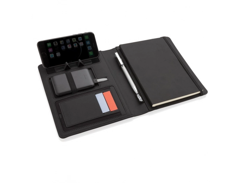 Teczka A5 z power bankiem bezprzewodowym 5000 mAh, ładowarka bezprzewodowa 5W