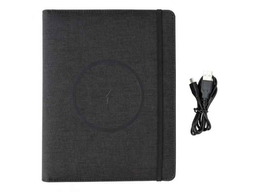 Teczka A5 z power bankiem bezprzewodowym 5000 mAh, ładowarka bezprzewodowa 5W