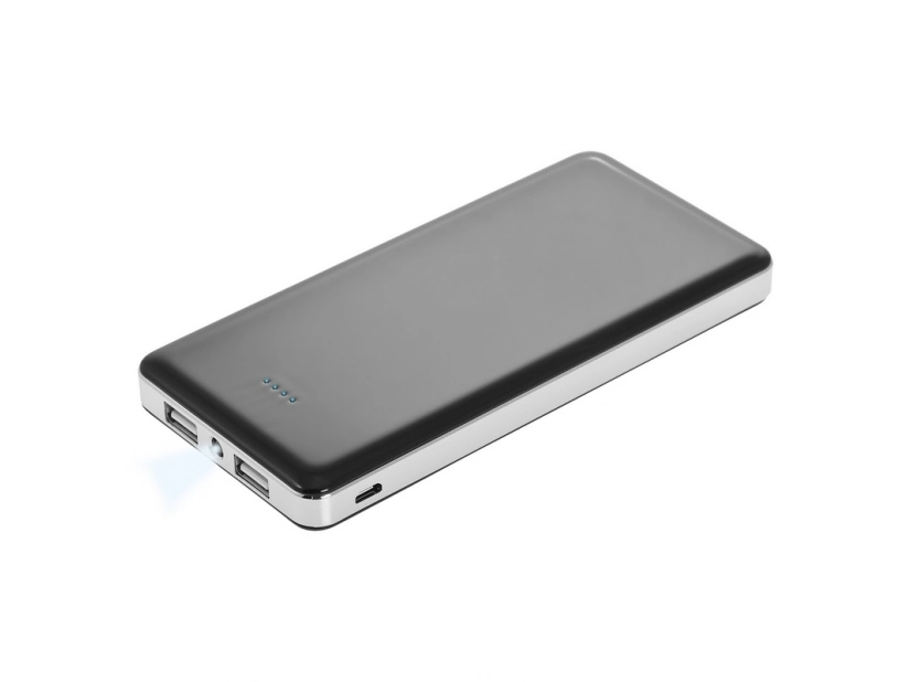 Czarny power bank 12000 mAh w czarnym pudełku na prezent