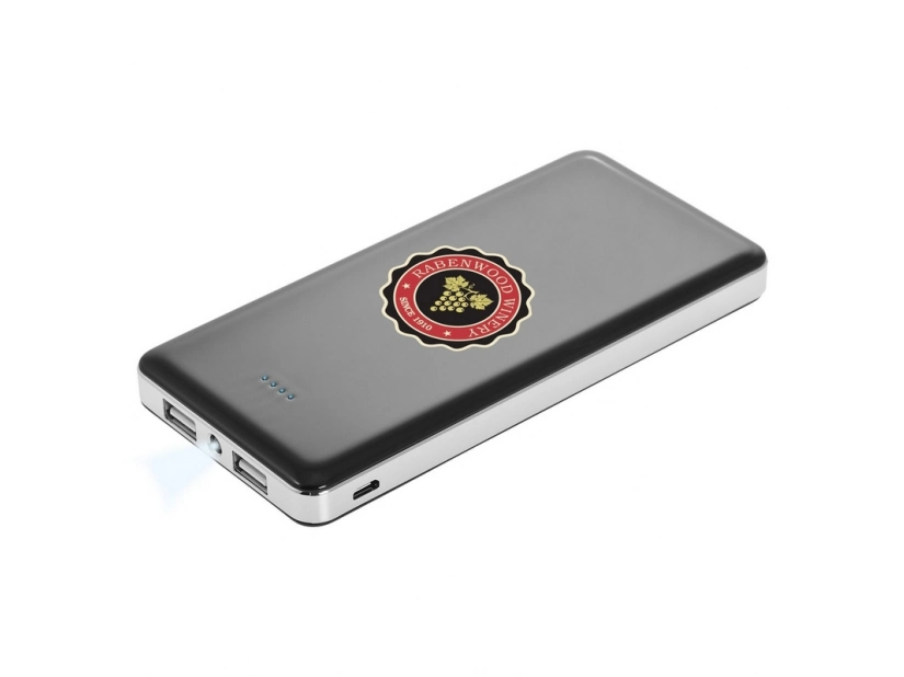 Czarny power bank 12000 mAh w czarnym pudełku na prezent