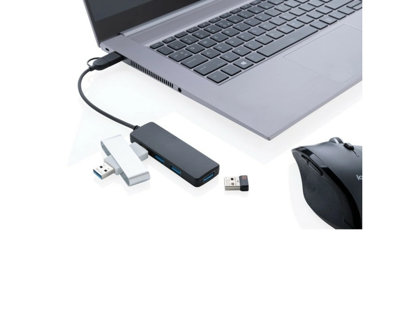 Hub USB 2.0 z USB C z plastiku z recyklingu