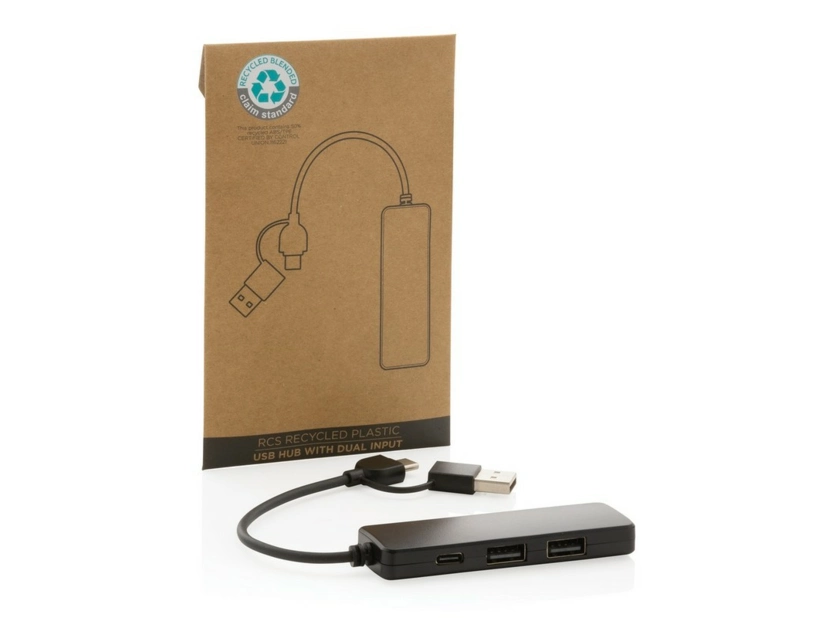 Hub USB 2.0 z USB C z plastiku z recyklingu