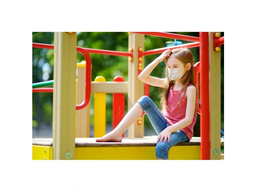 Maseczka z nadrukiem, wykonana z lnu, do wielokrotnego użytku, rozmiar dziecięcy