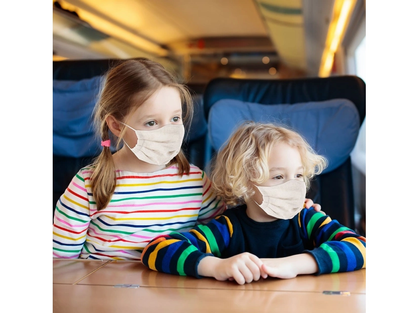 Maseczka z nadrukiem, wykonana z lnu, do wielokrotnego użytku, rozmiar dziecięcy