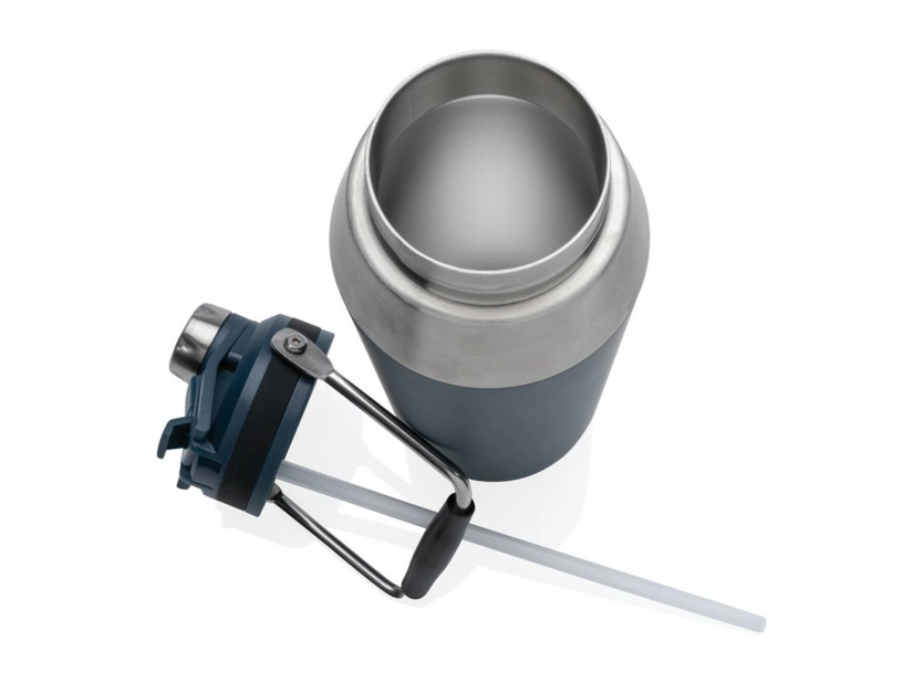 Termiczna butelka ze słomką, 1L, Niebieska