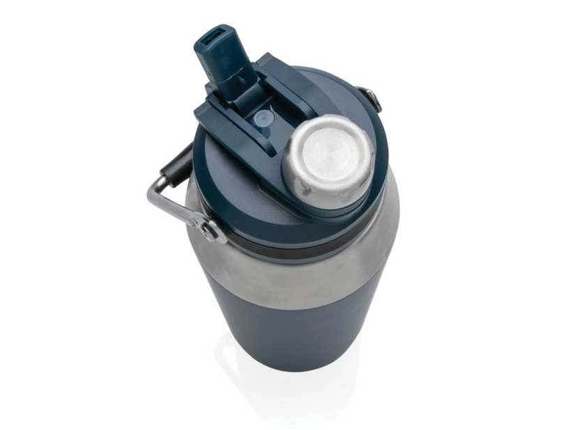 Termiczna butelka ze słomką, 1L, Niebieska