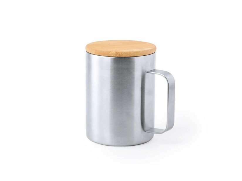 Metalowy kubek z pokrywką