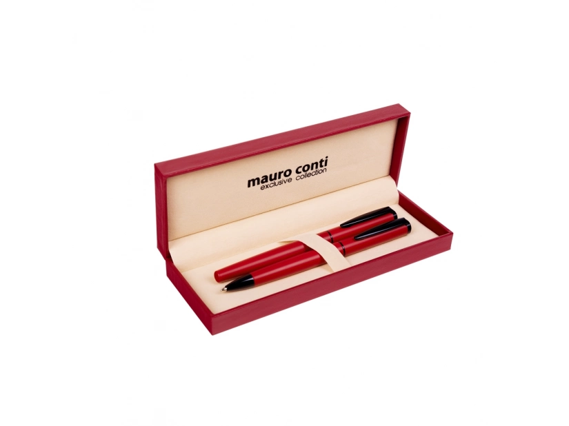 Czerwony zestaw piśmienny Mauro Conti z grawerem logo