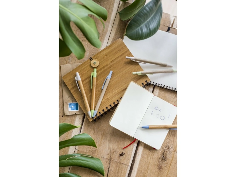 Eko długopis papier-bambus z logo, beżowy, personalizacja