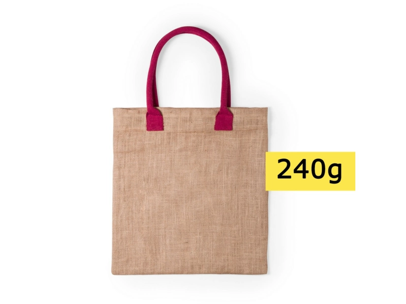 Torba z juty, bawełniane uchwyty, fioletowy kolor