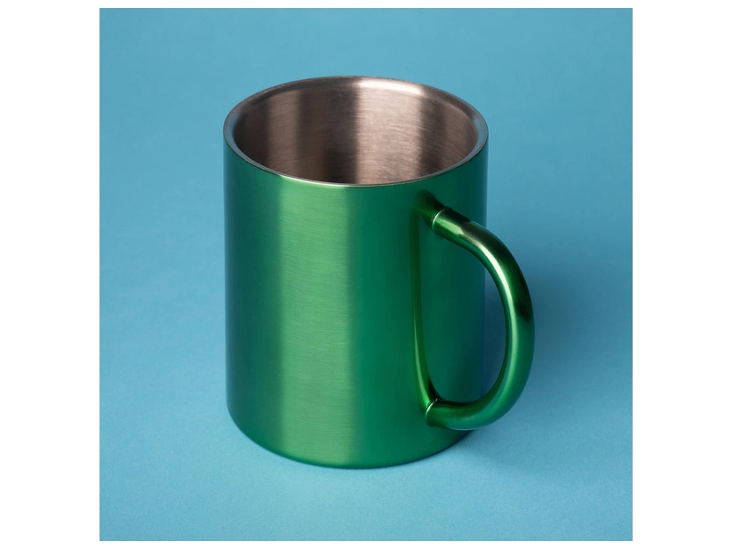 Zielony kubek stalowy 240 ml z grawerem logo