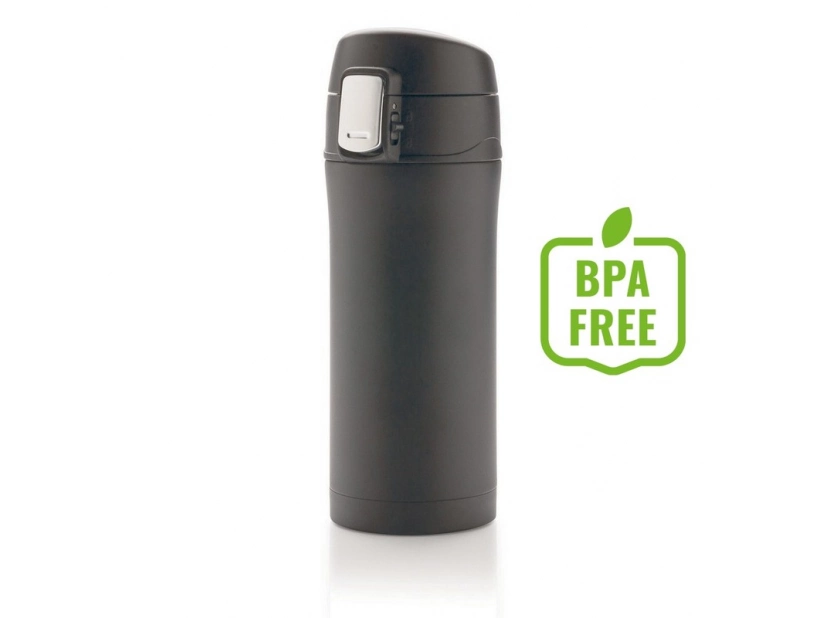 Czarny kubek termiczny 300 ml z logo – stal nierdzewna