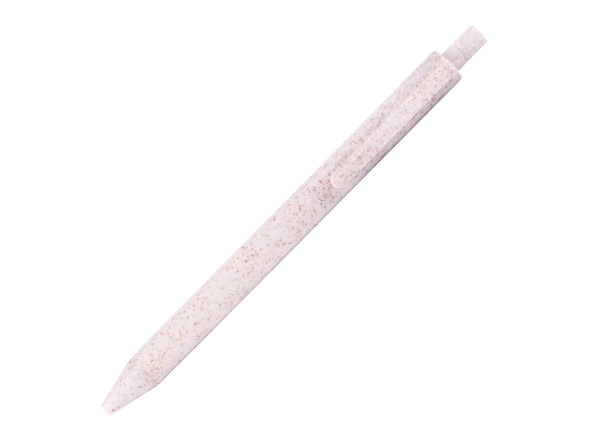 Beżowy długopis eko ze słomy pszenicznej z logo firmy