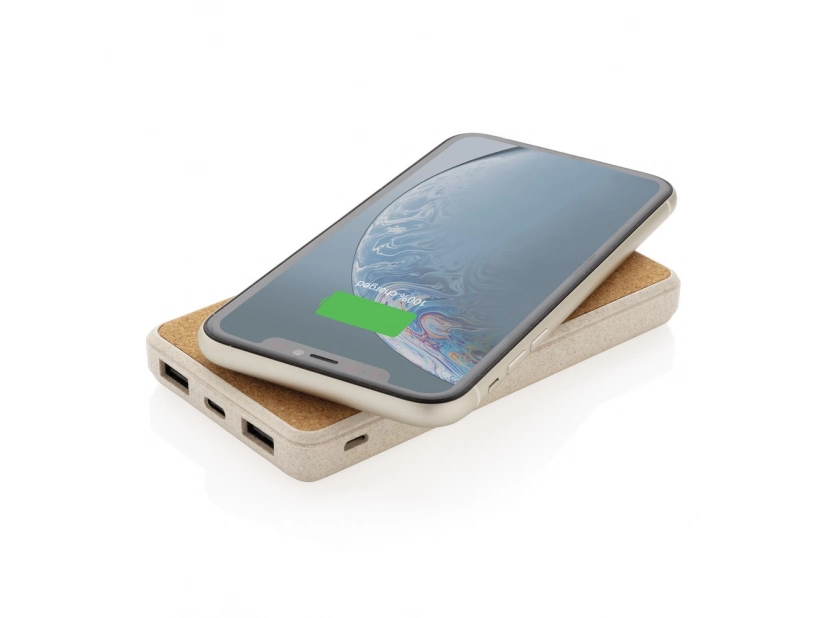 Bezprzewodowy power bank 8000 mAh z górą z naturalnego korka
