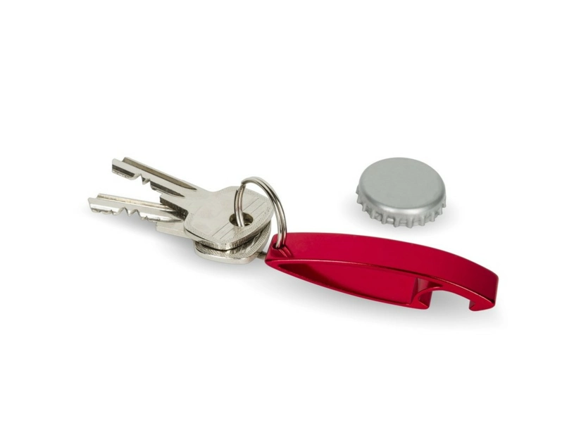 Breloczek do kluczy otwieracz do butelek, czerwony