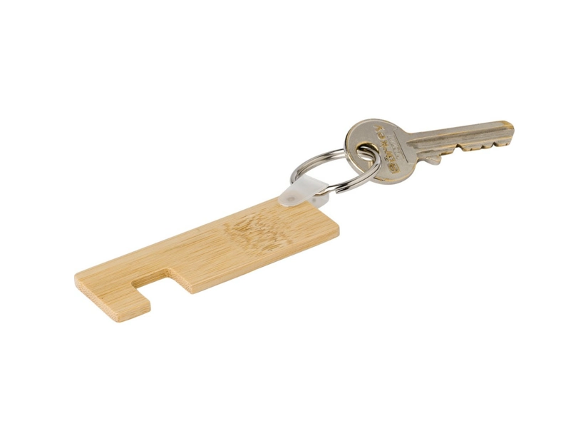 Bambusowy brelok do kluczy, uchwyt na telefon
