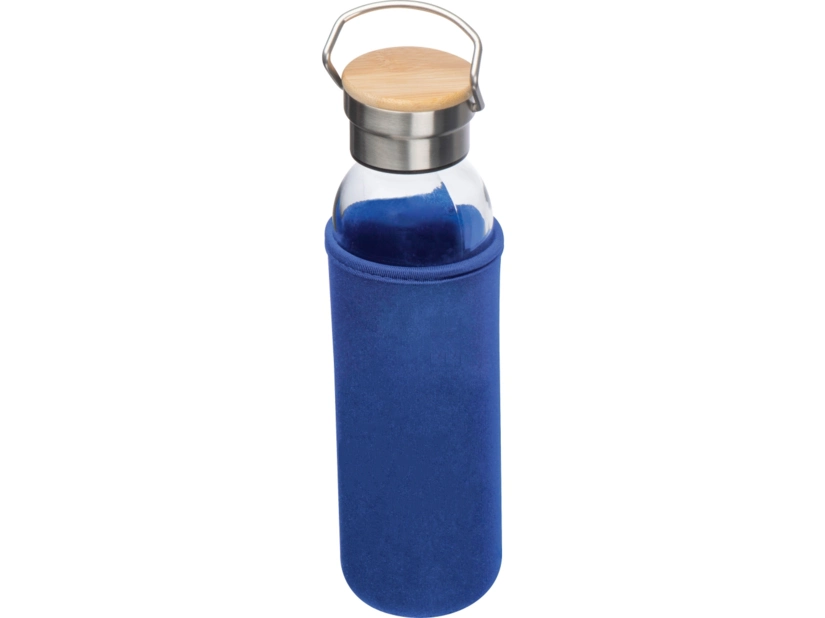 Szklana butelka w niebieskim etui 600ml