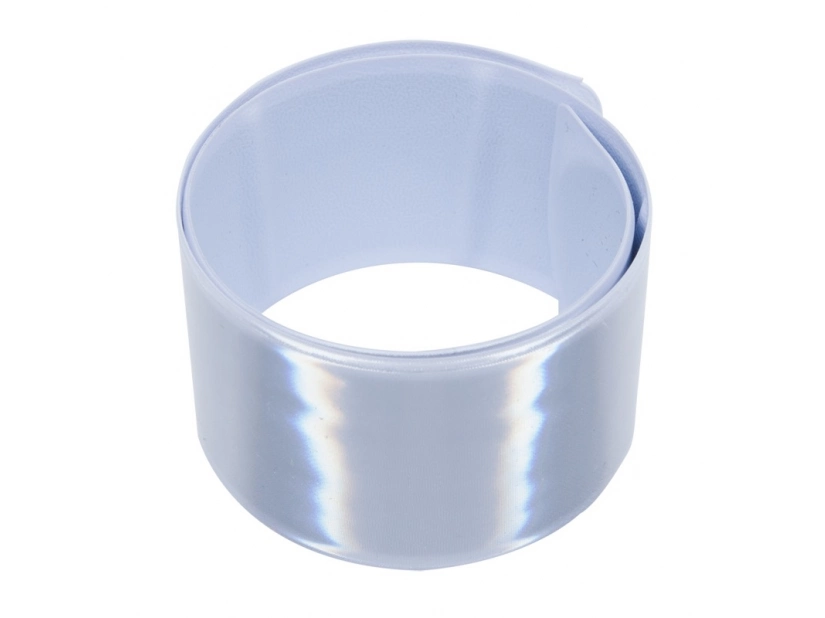 Srebrna opaska odblaskowa 45 cm z logo firmy