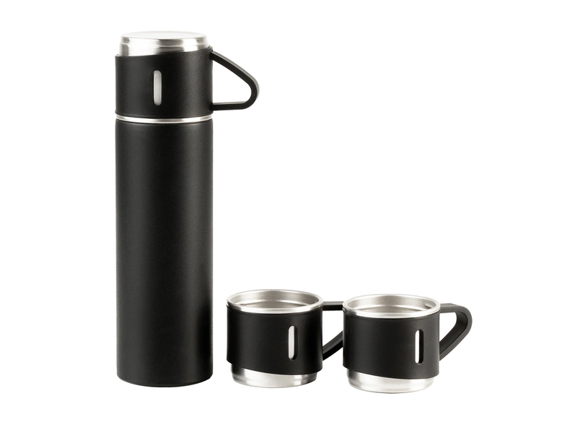 Termos 500ml z kubkami Narvik, czarny