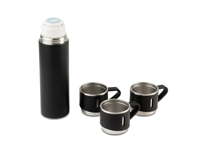 Termos 500ml z kubkami Narvik, czarny