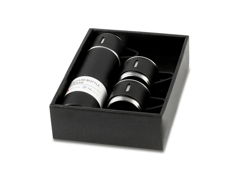 Termos 500ml z kubkami Narvik, czarny