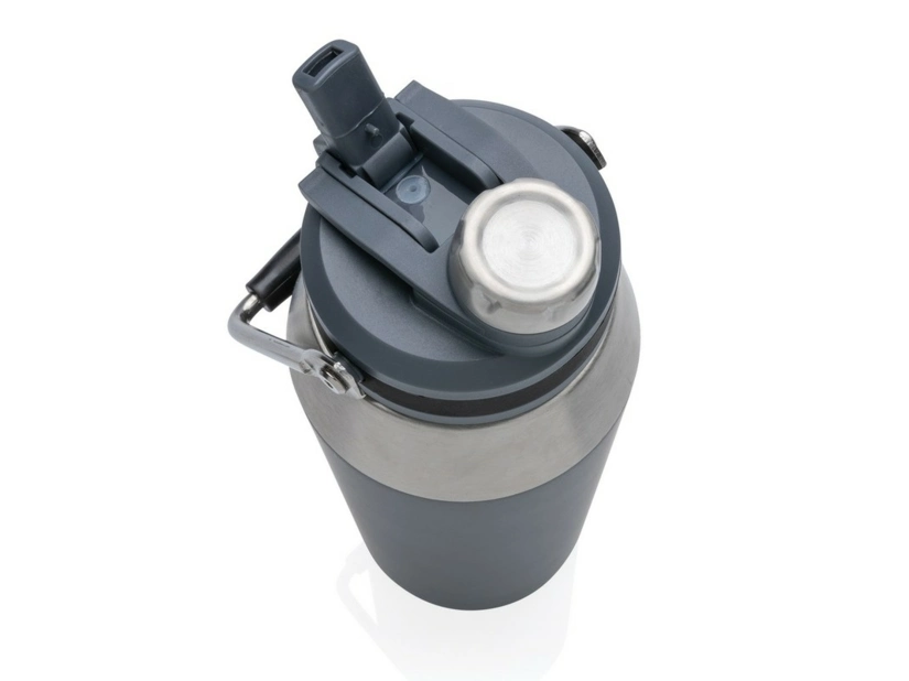 Termiczna butelka ze słomką, 1L, Szara