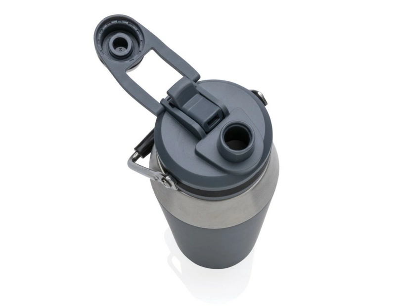 Termiczna butelka ze słomką, 1L, Szara