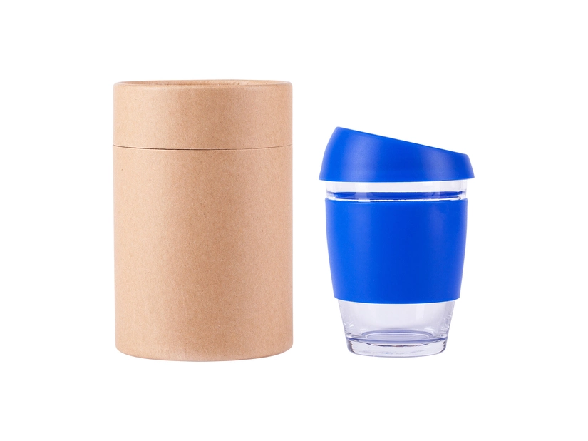 Szklany kubek ekologiczny 350 ml, niebieski 