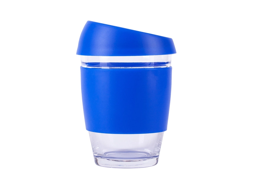 Szklany kubek ekologiczny 350 ml, niebieski 