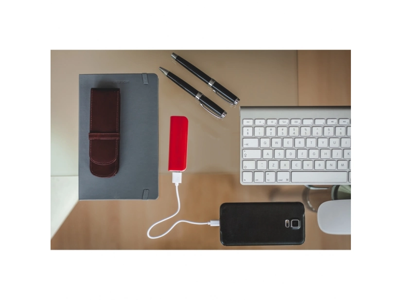 Granatowy powerbank 2200 mAh z logo – gadżet firmowy