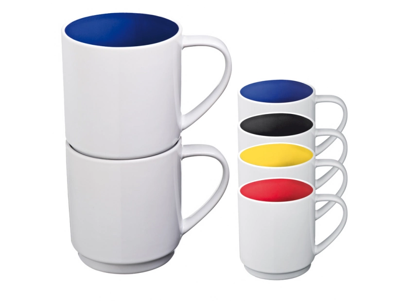 Żółto-biały kubek ceramiczny 300 ml