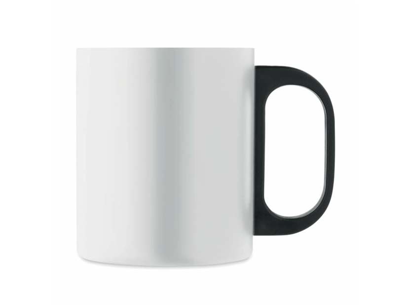 Biały metalowy kubek Taniss 300 ml z logo i podwójną ścianką