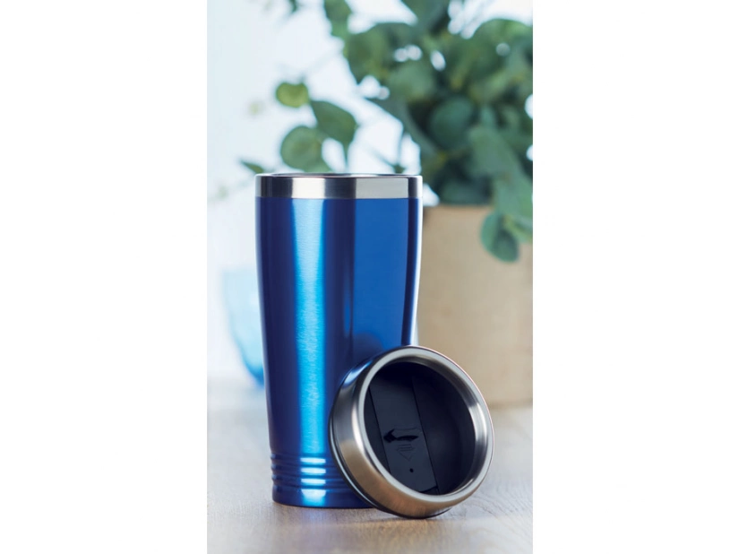 Niebieski kubek termiczny Rodeo, możliwy grawer logo 