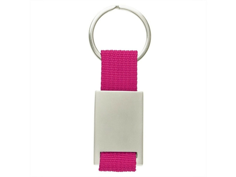 Różowy brelok hotelowy z grawerem logo i tasiemką