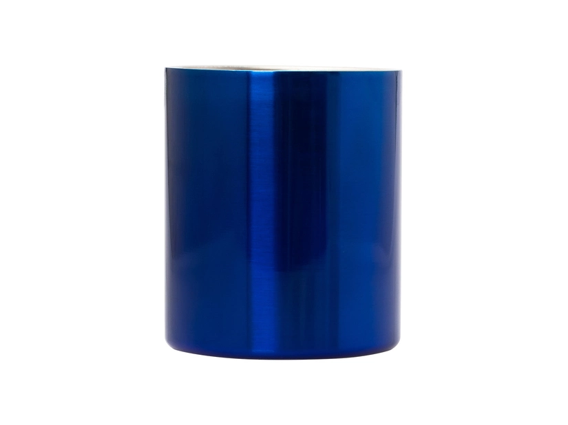 Niebieski kubek stalowy 240 ml z grawerem logo firmy