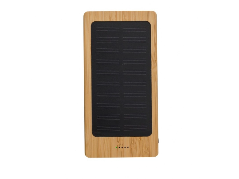 Bambusowy power bank  solarny 8000 mAh, z panelem słonecznym