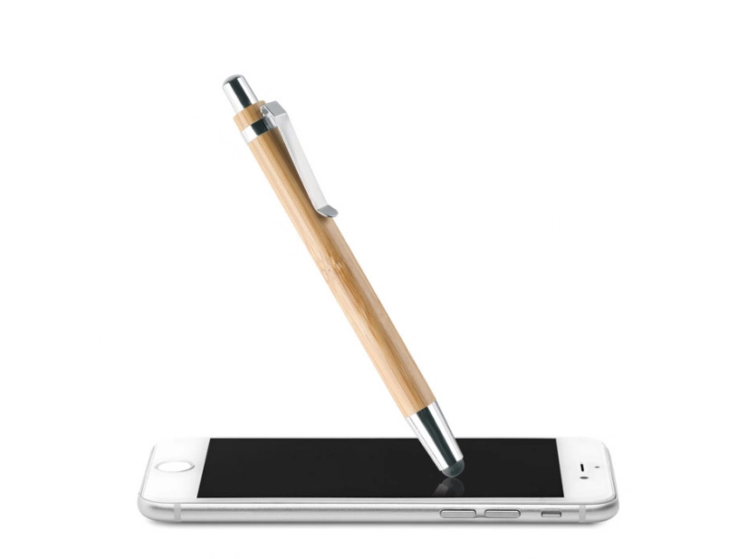 Bambusowy długopis Byron z rysikiem i logo firmy