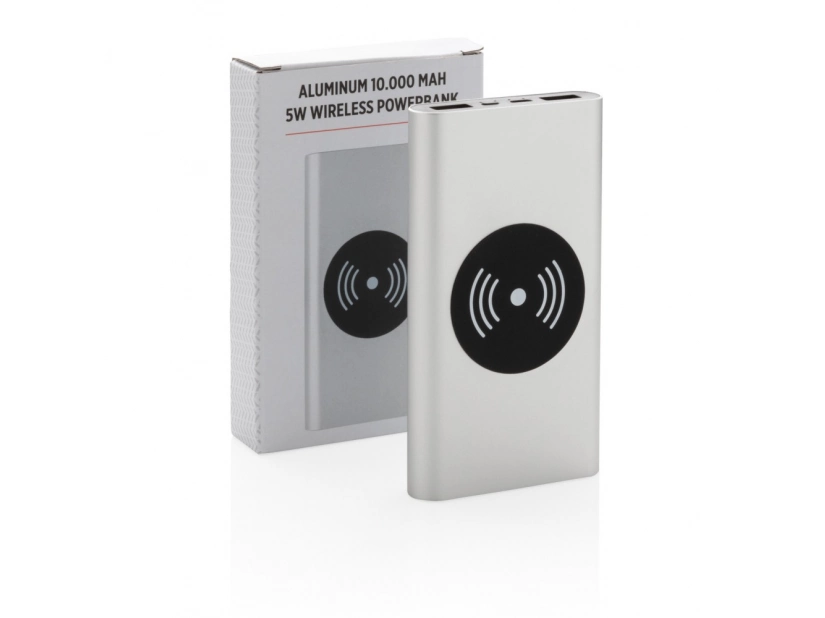 Bezprzewodowy aluminiowy power bank 10000 mAh, możliwy grawer logo