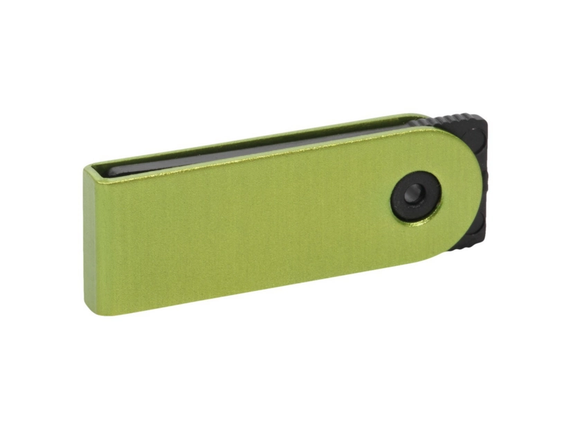 Zielony pendrive metalowy slim 64GB z grawerem i logo